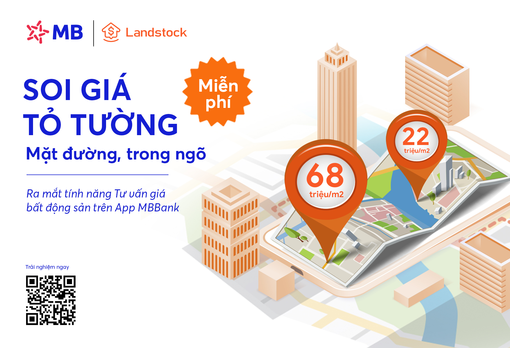 Landstock cho phép khách hàng tham khảo giá cả thị trường bất động sản nhanh chóng và miễn phí ngay trên App MBBank.