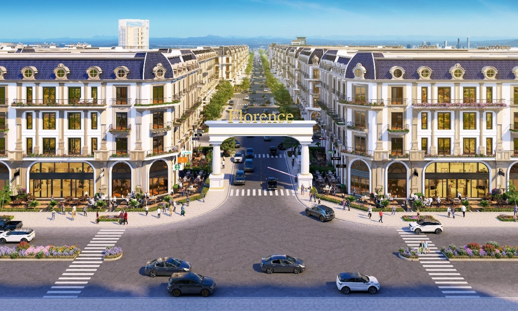 Khu shophouse Florence Quảng Nam mang đậm phong cách cổ điển Châu Âu.
