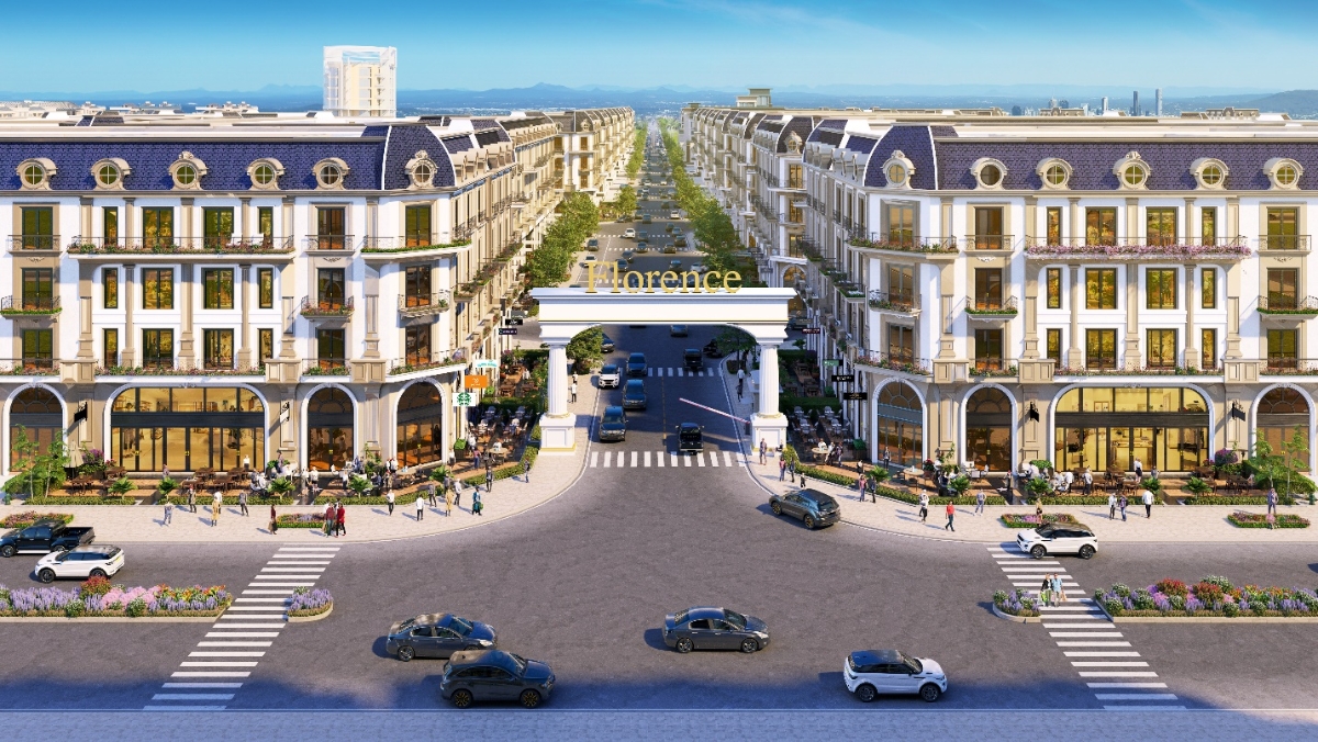 Khu shophouse Florence Quảng Nam mang đậm phong cách cổ điển Châu Âu.