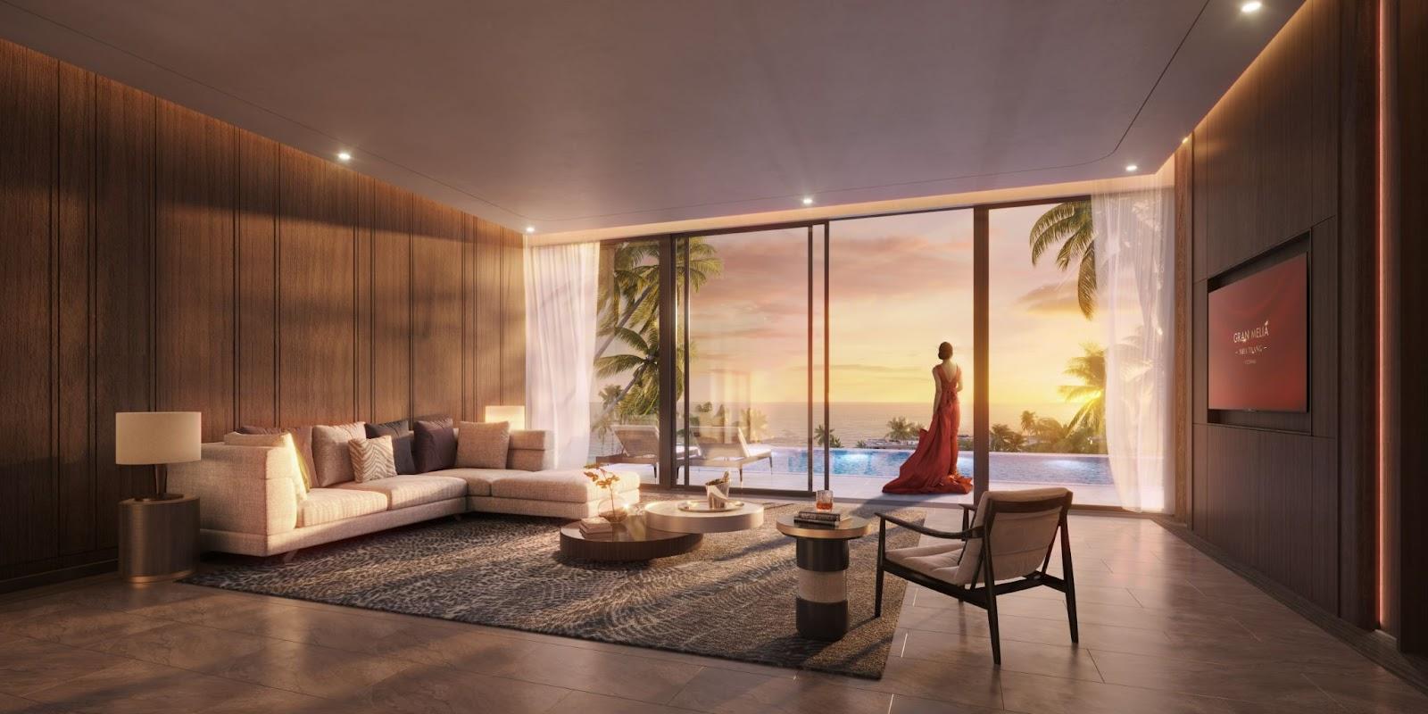 Không gian sang trọng được trang hoàng bởi nội thất cao cấp đến từ “ông hoàng nước Ý” Minotti.