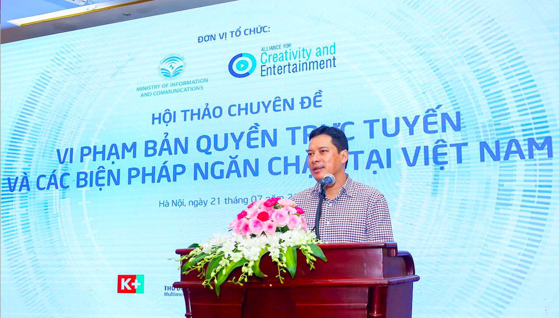 Ông Lê Quang Tự Do, Phó Cục trưởng Cục Phát thanh truyền hình và Thông tin điện tử, chia sẻ tại hội thảo.