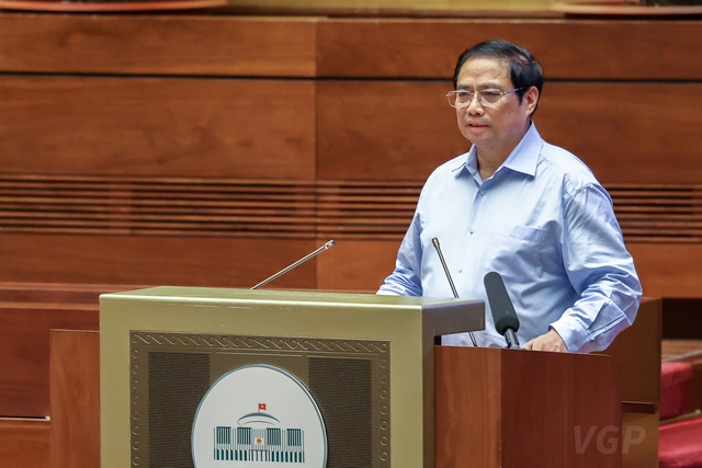 Thủ tướng Chính phủ Phạm Minh Chính trình bày tại Hội nghị. Ảnh - VGP. 