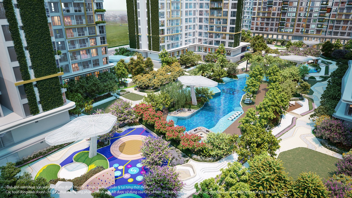 Cảnh quan xanh đậm chất nghỉ dưỡng tại Lumière Boulevard.