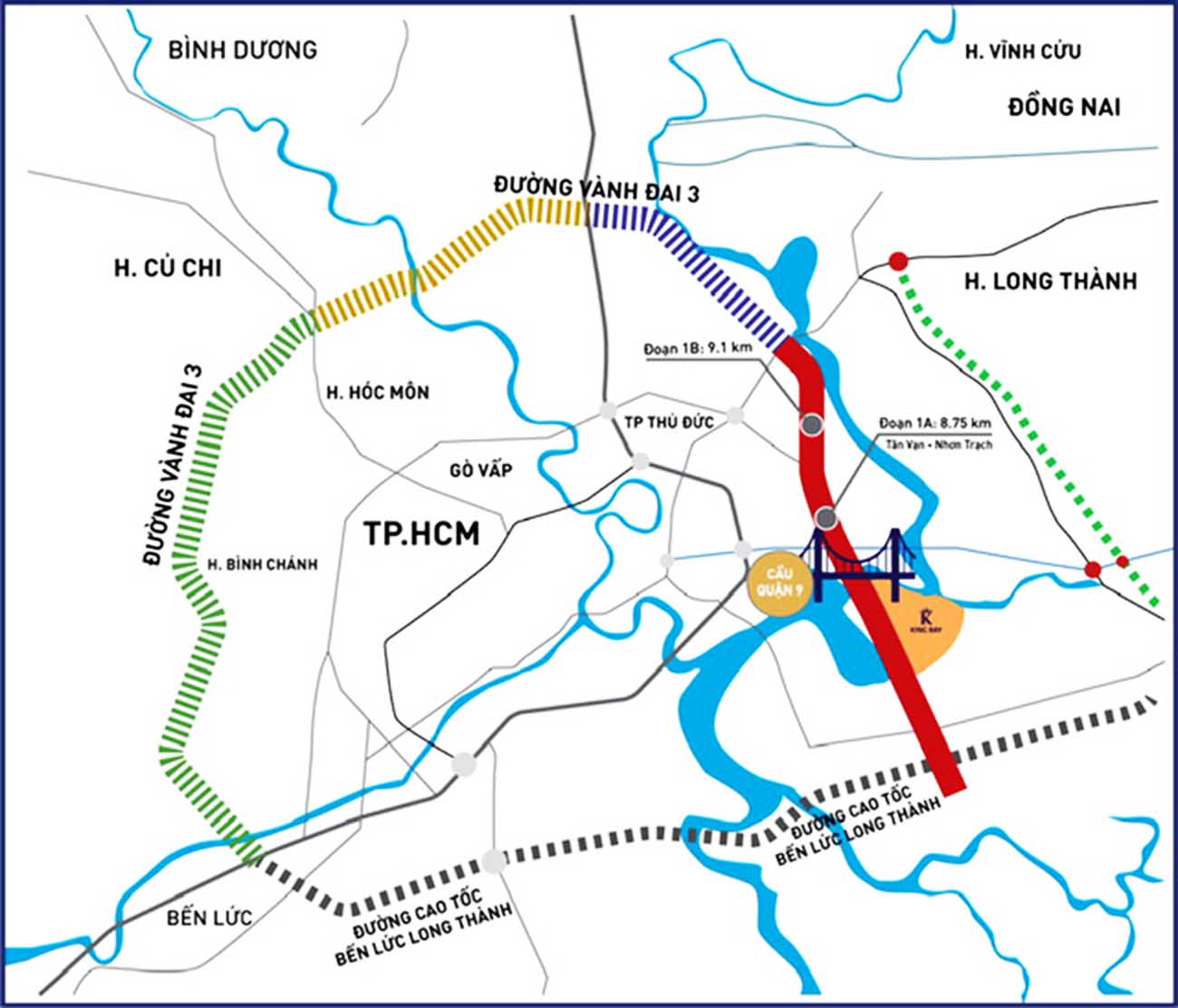 Dự án đường vành đai 3 TP.HCM qua địa bàn TP.HCM có chiều dài 47,51 km với 2.377 hộ dân bị ảnh hưởng, tái định cư khoảng 752 trường hợp, tổng mức bồi thường, tái định cư là 25.610 tỷ đồng.