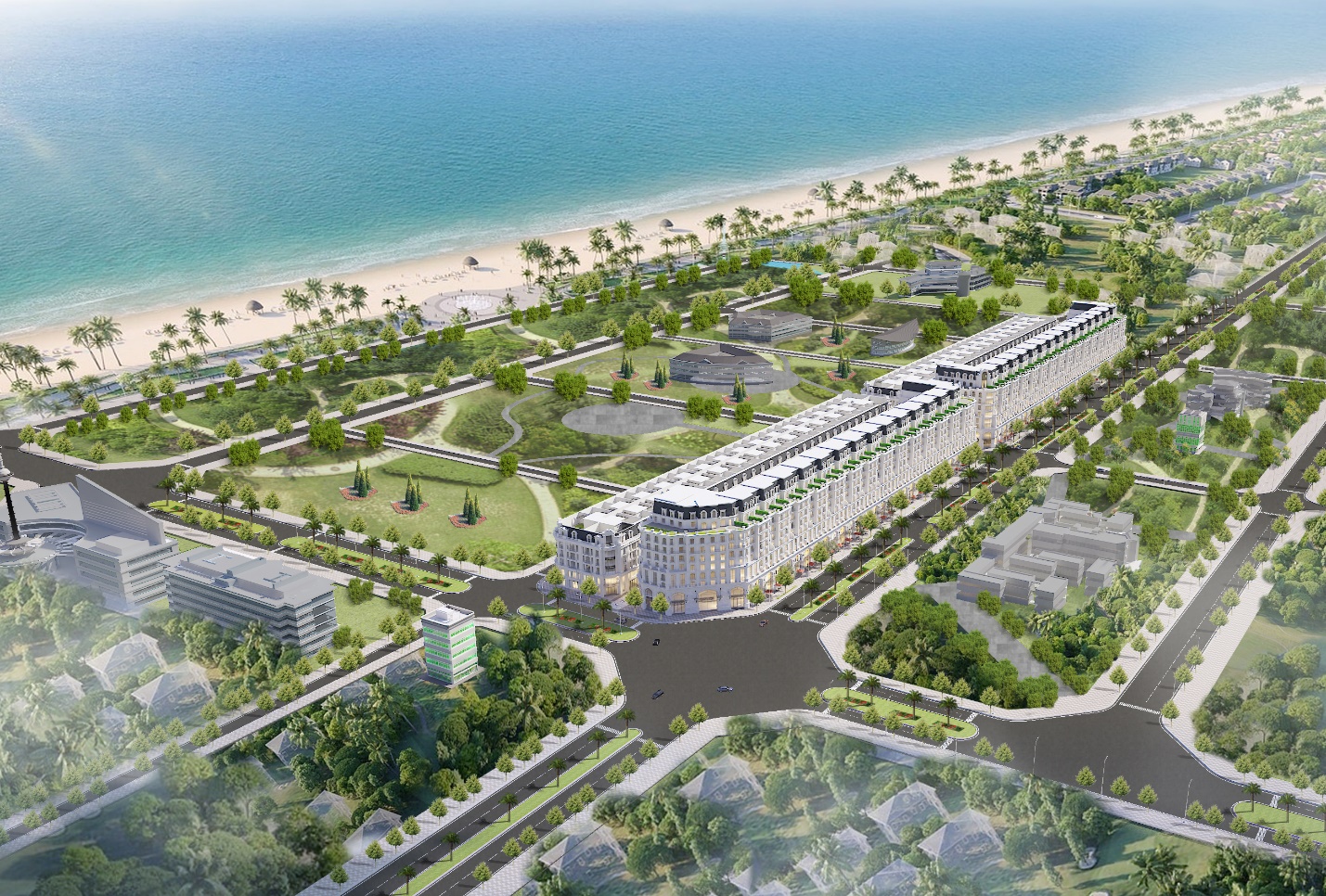 Dự án được ôm trọn bởi các tuyến đường lớn hướng ra bờ biển, gồm: đại lộ Hùng Vương, đường Nguyễn Văn Huyên, đường Võ Trứ và đường 7A.