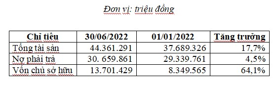 Các chỉ số chính của bảng cân đối kế toán tăng trưởng tốt.
