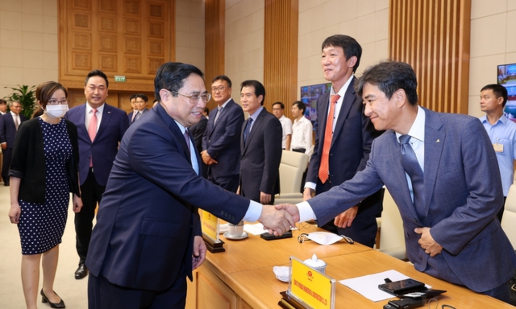 Thủ tướng Phạm Minh Chính tiếp đại diện doanh nghiệp Hàn Quốc tại Việt Nam - Ảnh: VGP