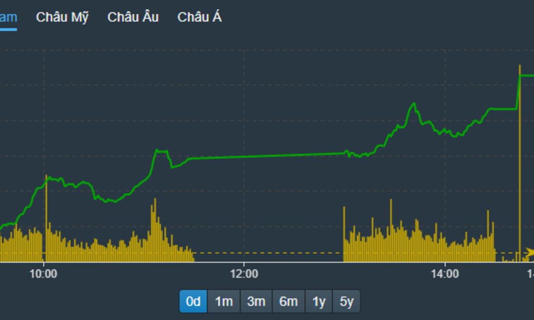 VN-Index tăng tích cực trong buổi chiều do lực cầu nâng giá lên.