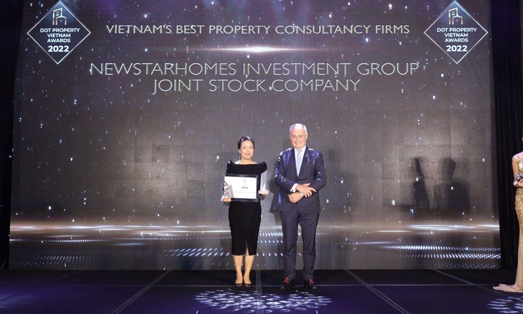 Dot Property Vietnam Awards 2022 - NewstarHomes được xướng danh tại hạng mục: Công ty tư vấn Bất động sản tốt nhất Việt Nam.
