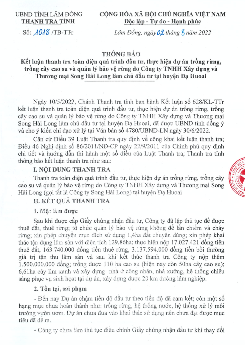 Kết luận thanh tra chỉ ra nhiều vi phạm của dự &aacute;n 