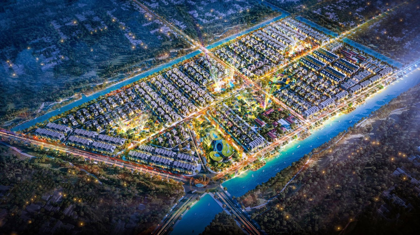 Phối cảnh về đêm tại The Venice City, thành phố Vị Thanh.