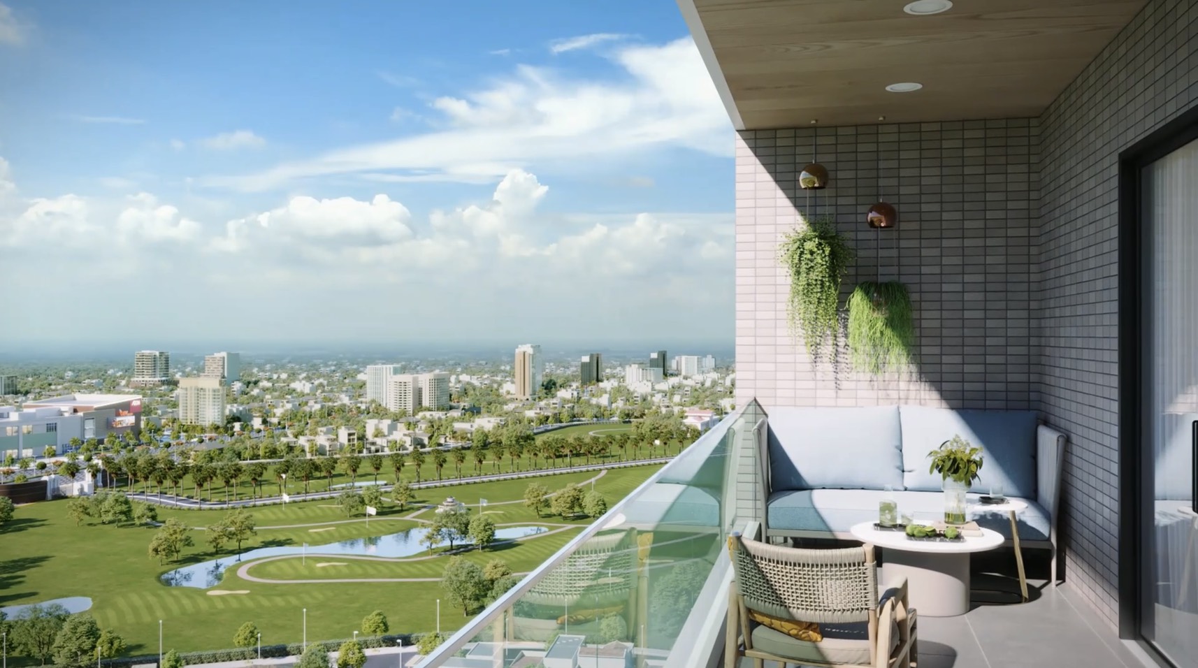 Tận hưởng khoảng xanh h&uacute;t mắt c&ograve;n tầm nh&igrave;n s&acirc;n Golf S&ocirc;ng B&eacute; liền kề.