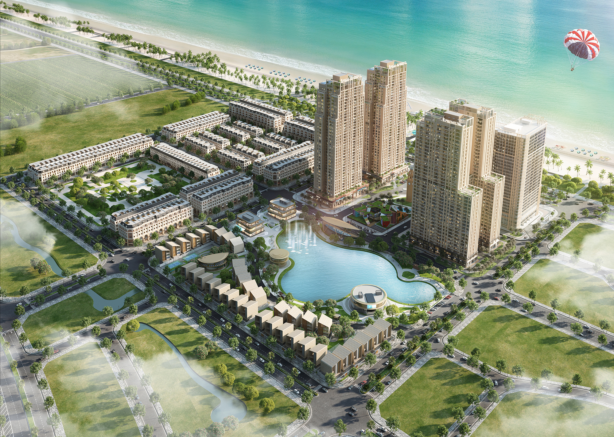 C&aacute;c khu cao tầng, ph&acirc;n khu villa ven hồ (Lake Villas) trực tiếp hưởng lợi tầm nh&igrave;n hồ sinh th&aacute;i độc nhất. Hồ sinh th&aacute;i nội khu gi&uacute;p điều h&ograve;a kh&ocirc;ng kh&iacute;, mang đến cảnh quan gần gũi thi&ecirc;n nhi&ecirc;n v&agrave; cảm gi&aacute;c thư th&aacute;i cho cư d&acirc;n v&agrave; du kh&aacute;ch.