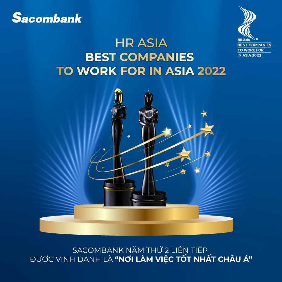 Sacombank tiếp tục được vinh danh tại HR Asia.