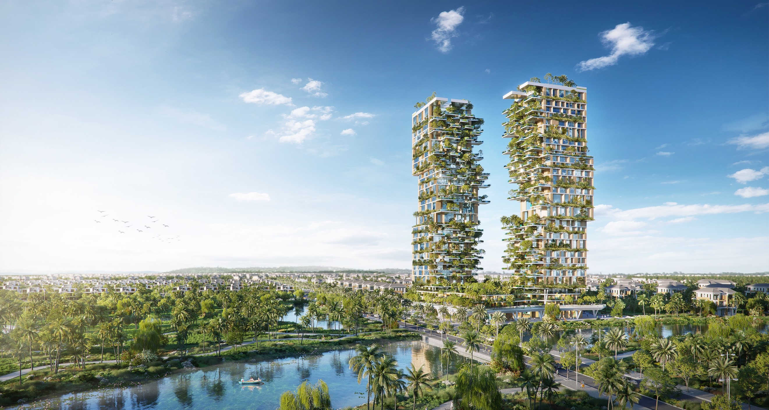 Toà tháp dành cho người lớn tuổi Meraki Residences nằm trong khu đô thị Ecopark, cách hồ Hoàn Kiếm 14km.