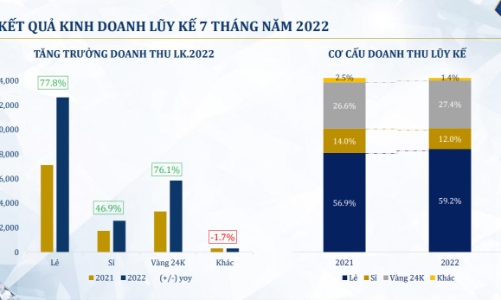 7 tháng, doanh thu vàng 24K của PNJ tăng 76,1% so với cùng kỳ