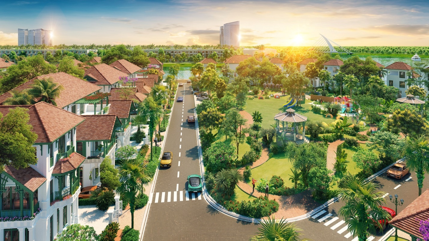 Kh&ocirc;ng gian xanh, tho&aacute;ng đạt tại Sunneva Island. Ảnh phối cảnh minh họa.