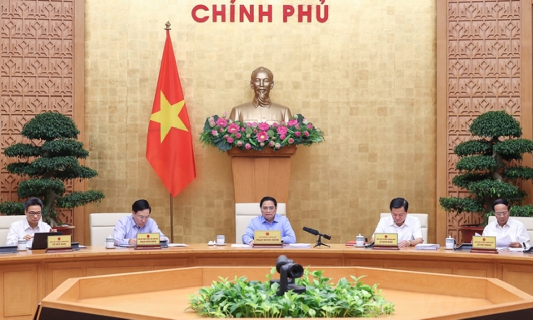 Thủ tướng Phạm Minh Chính chủ trì phiên họp Chính phủ chuyên đề xây dựng pháp luật tháng 8 năm 2022 - Ảnh: VGP