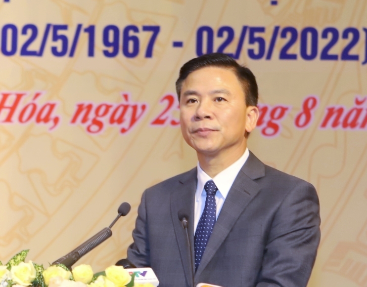 Bí thư Tỉnh ủy Thanh Hóa Đỗ Trọng Hưng phát biểu tại Lễ Kỷ niệm 60 quan hệ Việt Lào.