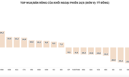 Lực bán dàn đều, mã bị khối ngoại xả ròng nhiều nhất chỉ hơn 24 tỷ đồng