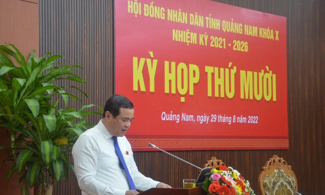 Ông Phan Việt Cường, Bí thư tỉnh ủy, Chủ tịch HĐND tỉnh phát biểu chỉ đạo tại Kỳ họp thứ 10, HĐND tỉnh Quảng Nam khóa X.