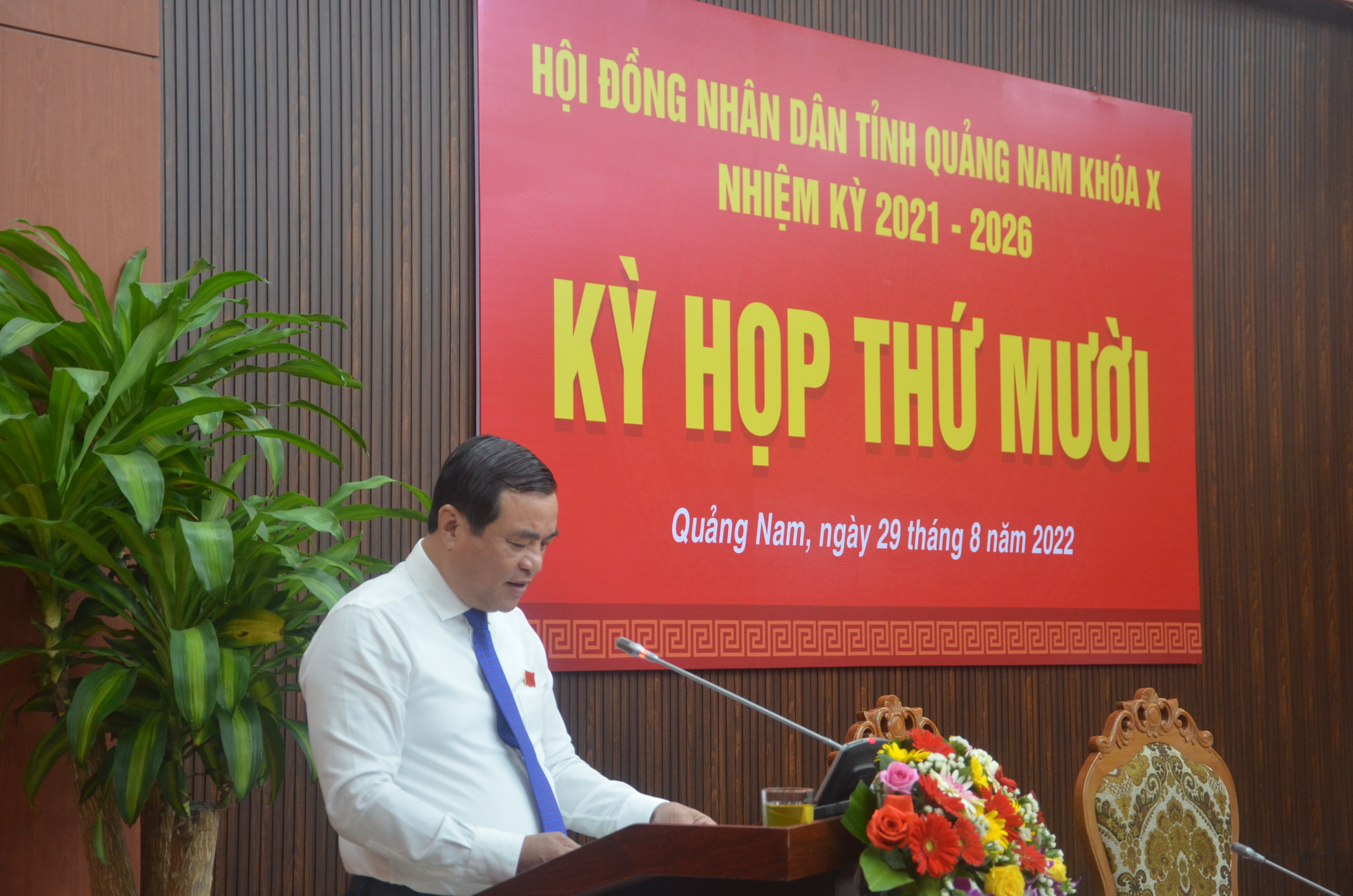 Ông Phan Việt Cường, Bí thư tỉnh ủy, Chủ tịch HĐND tỉnh phát biểu chỉ đạo tại Kỳ họp thứ 10, HĐND tỉnh Quảng Nam khóa X.