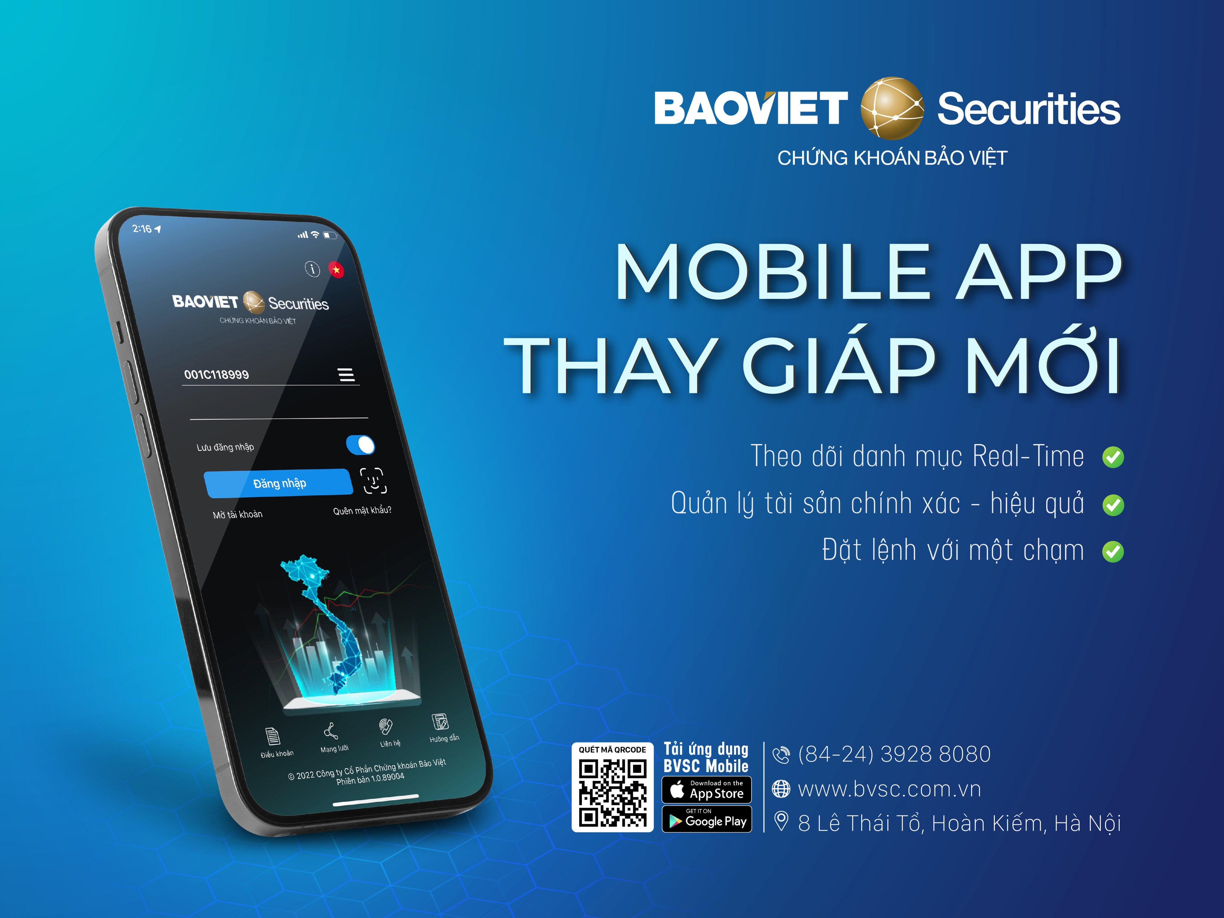 Mobile app với nhiều tính năng mới.