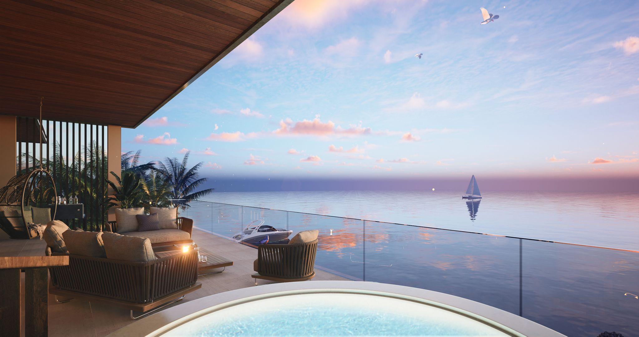 Ban cộng khổng lồ rộng 70m2 mở ra tầm nh&igrave;n triệu đ&ocirc; &ocirc;m trọn quang cảnh vịnh biển đẹp nhất Việt Nam.