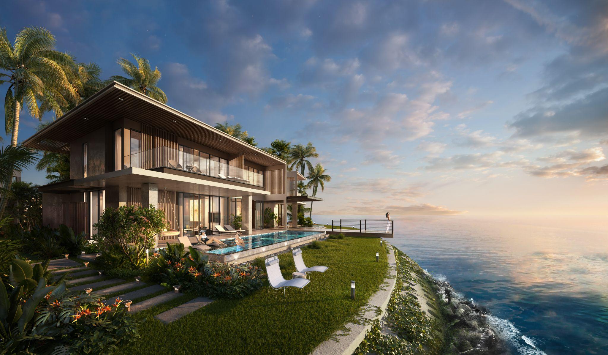 Kiến tr&uacute;c bề thế với diện t&iacute;ch si&ecirc;u lớn từ 900-1500m2, bao quanh bởi vườn thượng uyển rực rỡ.