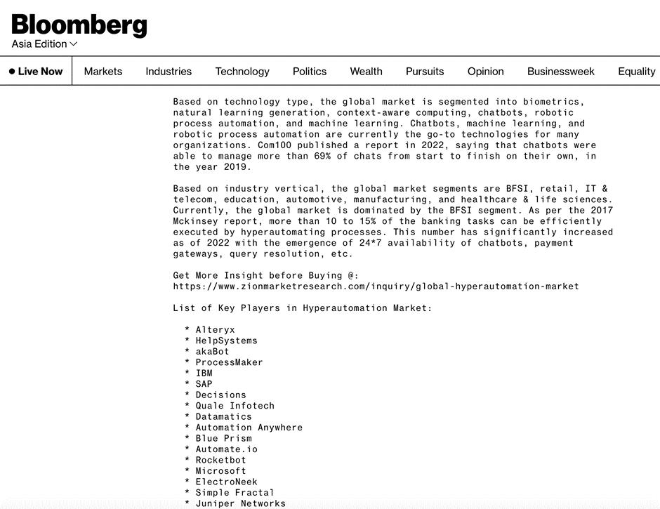 akaBot được đề cập trong b&aacute;o c&aacute;o của Zion Market Research. Nguồn: Bloomberg.