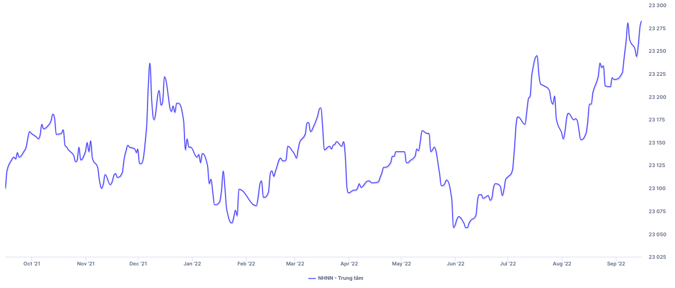 Tỷ gi&aacute; trung t&acirc;m trong 1 năm trở lại đ&acirc;y. Nguồn: Wichart