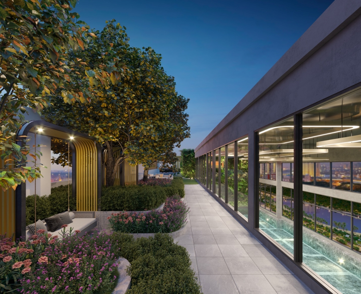 Đi dạo tại khu vườn tr&ecirc;n cao trong l&agrave;nh, thư gi&atilde;n l&agrave; một trải nghiệm chuẩn wellness hiếm c&oacute; nơi th&agrave;nh phố T&acirc;y s&ocirc;i động.