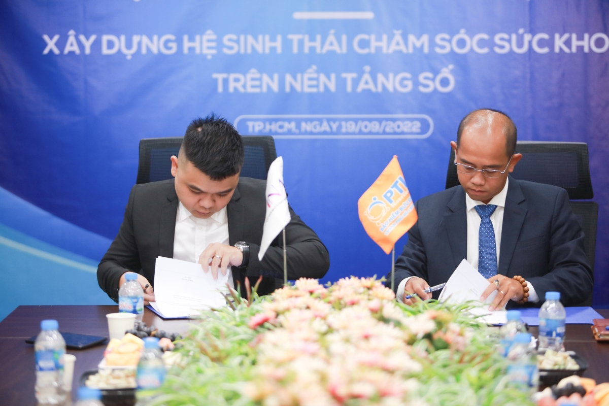 Lễ k&yacute; kết x&acirc;y dựng hệ sinh th&aacute;i chăm s&oacute;c sức khoẻ tr&ecirc;n nền tảng số giữa Affina v&agrave; PTI.