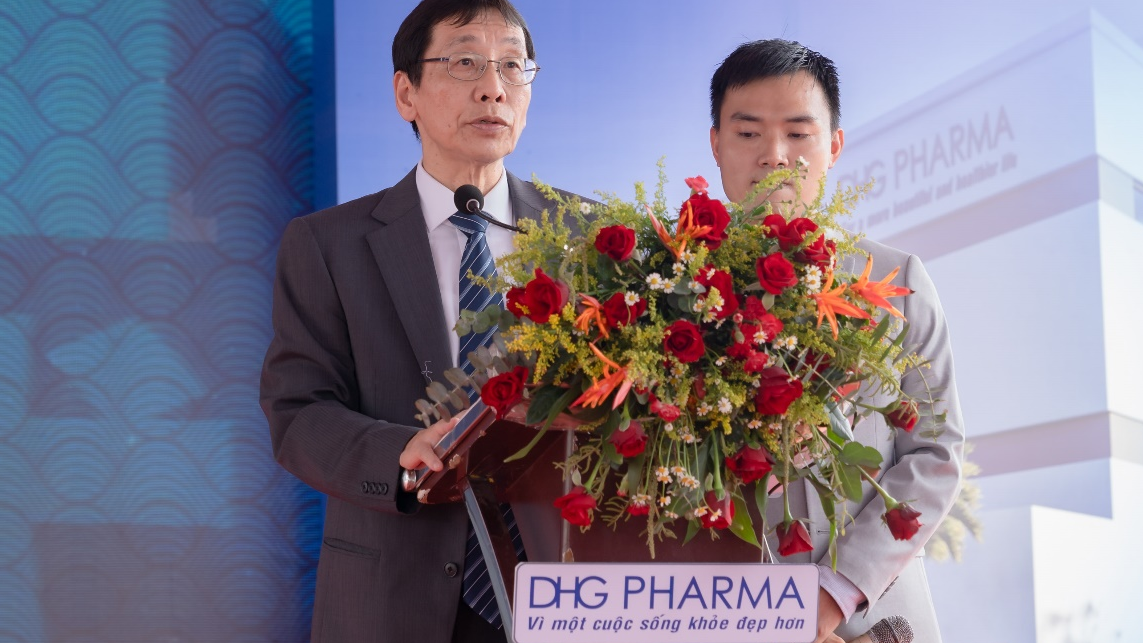 Ông Masashi Nakaura - Tổng giám đốc Dược Hậu Giang đại diện phát biểu tại Lễ khởi công nhà máy Betalactam.