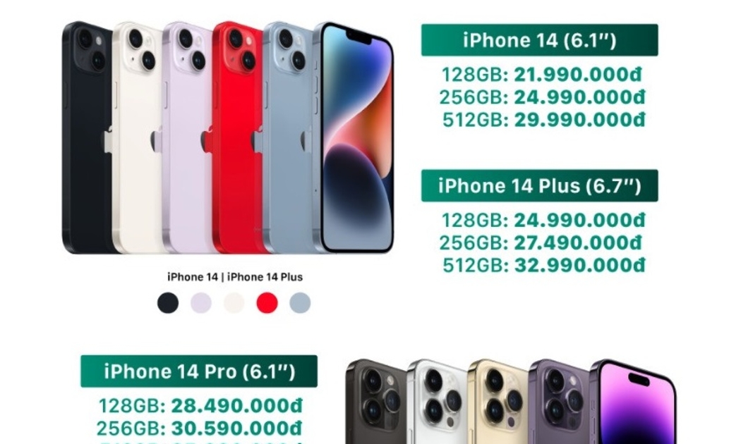 Bảng giá dự kiến iPhone 14 series đặt trước từ 7/10 và thời gian giao hàng từ 14/10.