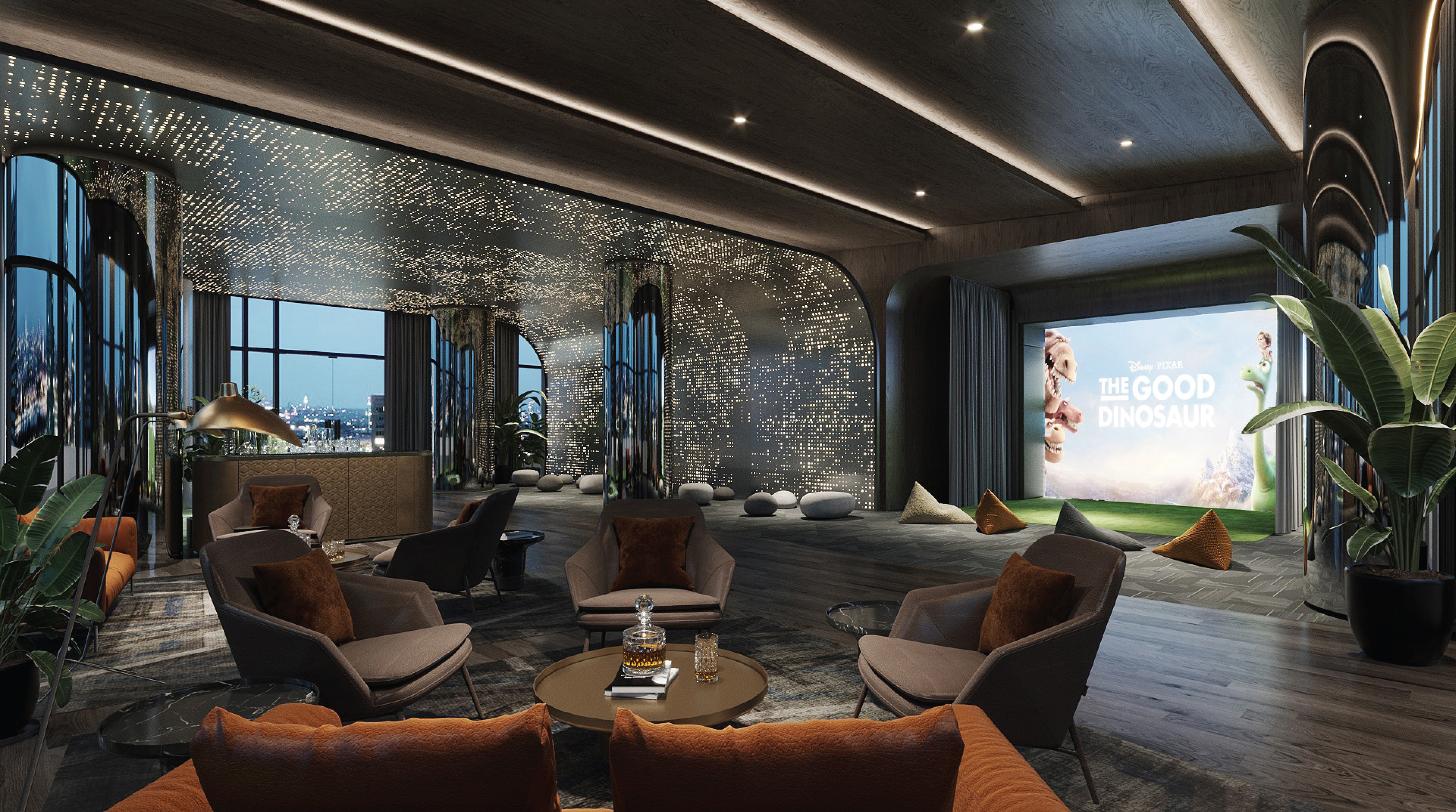 Phòng Golf 3D cho trải nghiệm sống động giống như trên sân golf thật ngoài trời.