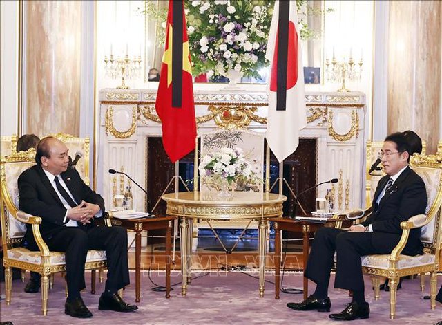 Chủ tịch nước Nguyễn Xuân Phúc hội đàm với Thủ tướng Nhật Bản Kishida Fumio