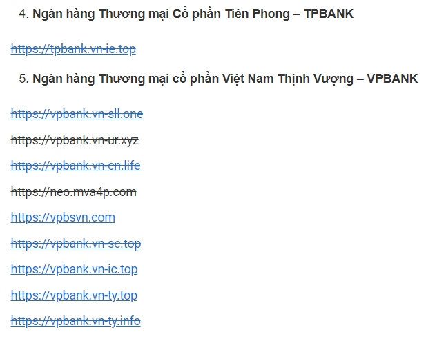 Nhận diện h&agrave;ng loạt t&ecirc;n miền giả mạo c&aacute;c ng&acirc;n h&agrave;ng