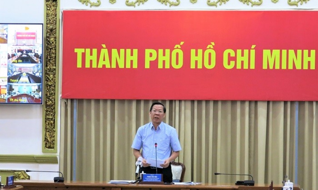 Chủ tịch UBND TP.HCM Phan Văn Mãi phát biểu tại hội nghị trực tuyến toàn quốc về đẩy mạnh giải ngân vốn đầu tư công.