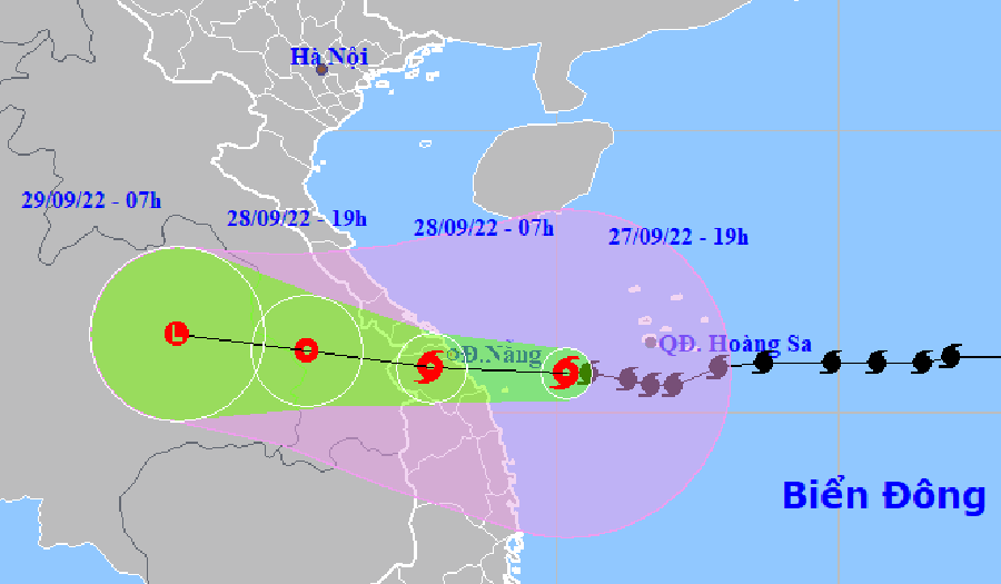 Đường đi của siêu bão Noru (bão số 4) . Ảnh: TTKTTVQG