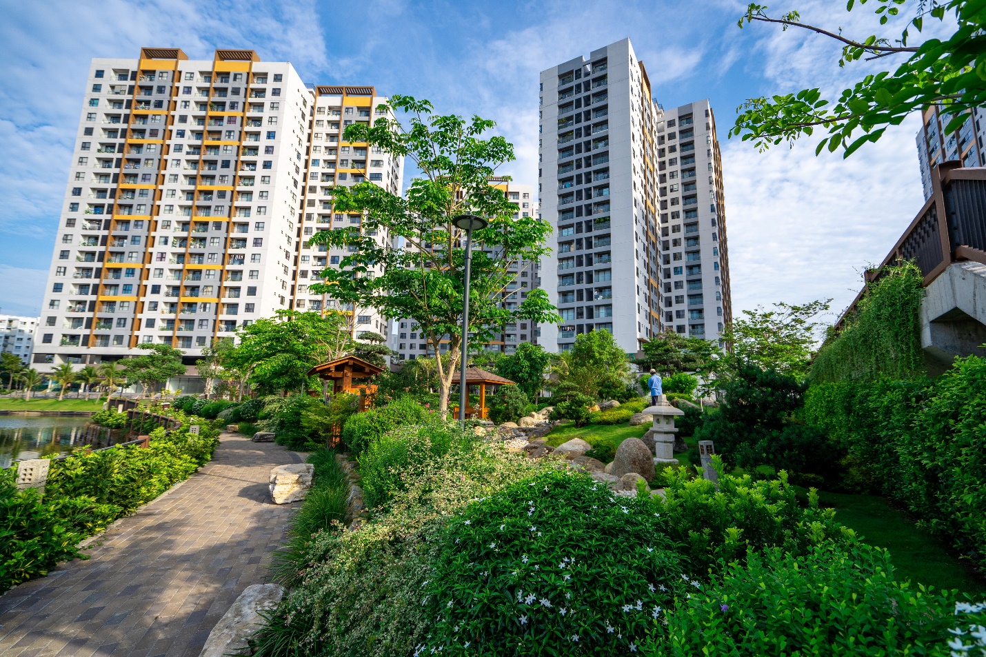 Mảng xanh yên bình tại khu đô thị tích hợp Mizuki Park.