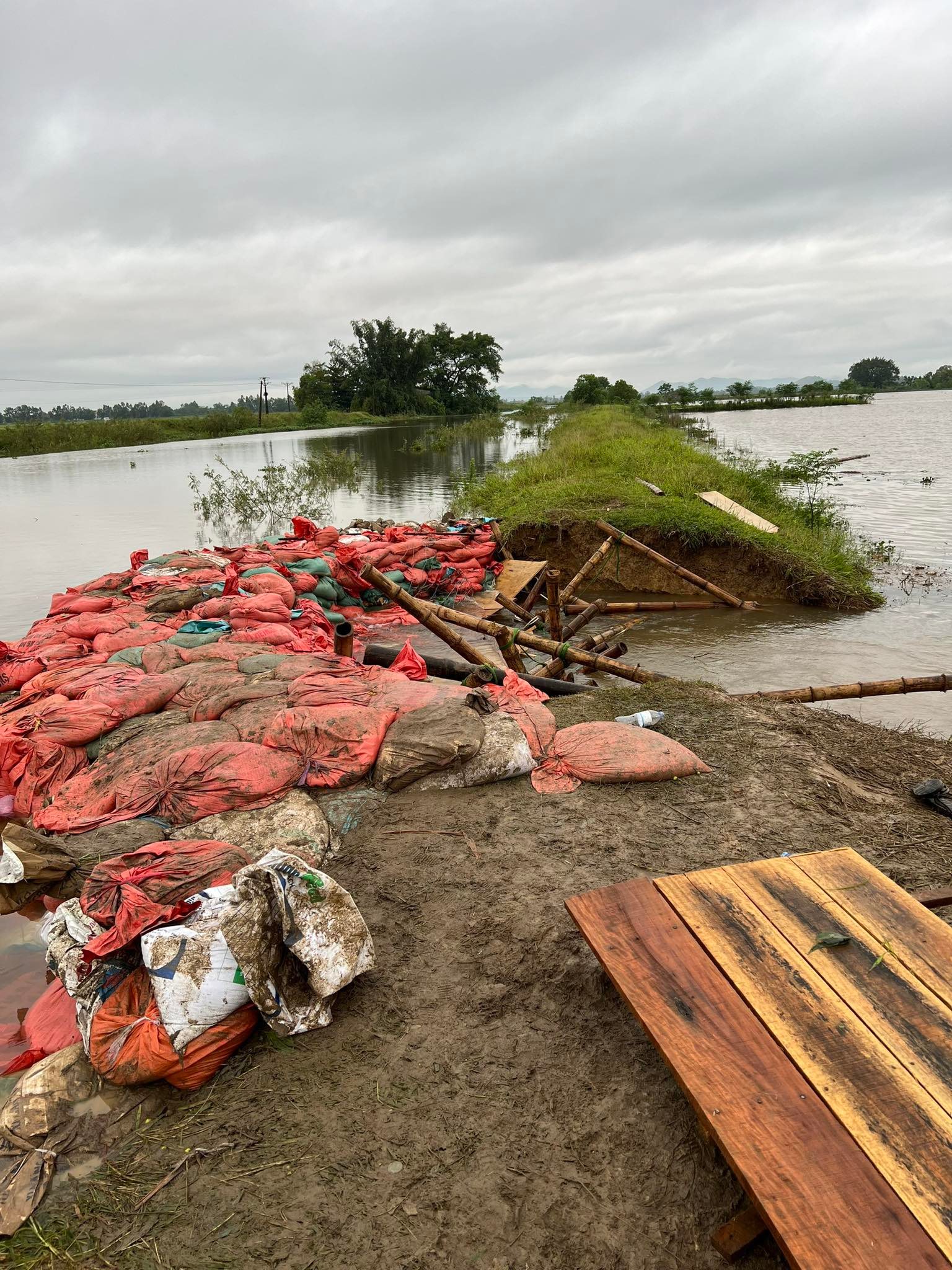 Đê vỡ ở Nghệ An đã được hàn gắn.