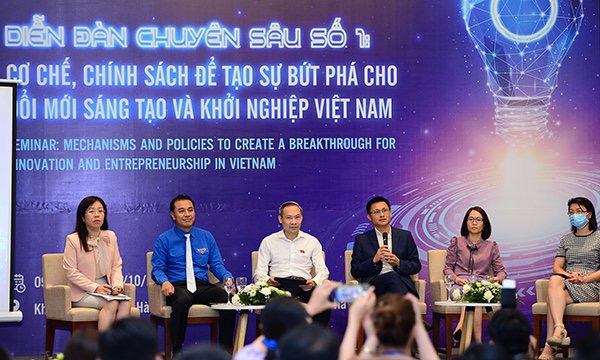 Toàn cảnh Hội thảo Cơ chế, chính sách để tạo sự bứt phá cho đổi mới sáng tạo và khởi nghiệp tại Việt Nam.