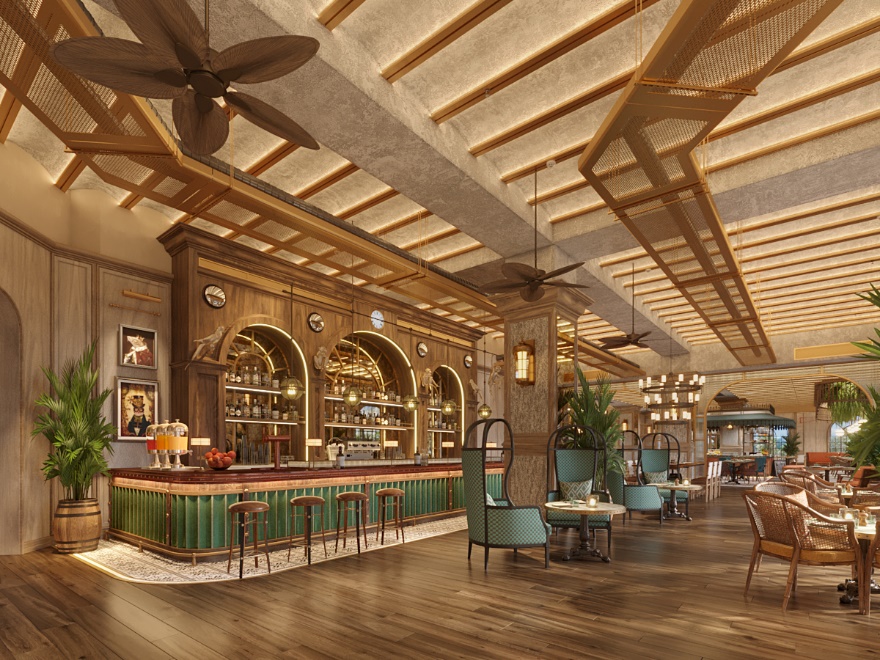 Kh&ocirc;ng gian cổ điển đậm chất cướp biển v&ugrave;ng Carribbean b&ecirc;n trong Movenpick Resort Phan Thiet.