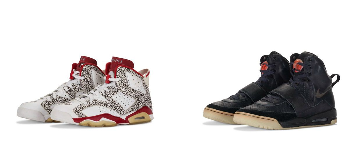 Đ&ocirc;i Nike Air Yeezy nguy&ecirc;n mẫu được Kanye West diện tại Lễ trao giải Grammy 2008 v&agrave; một đ&ocirc;i Air Jordan 6 chưa ra mắt được Kanye tạo ra để tưởng nhớ mẹ của anh, Donda West. Đ&acirc;y l&agrave; một phần của bộ sưu tập b&aacute;n ri&ecirc;ng 