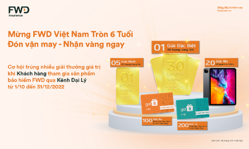 Mua bảo hiểm FWD để có cơ hội trúng 30 lượng vàng
