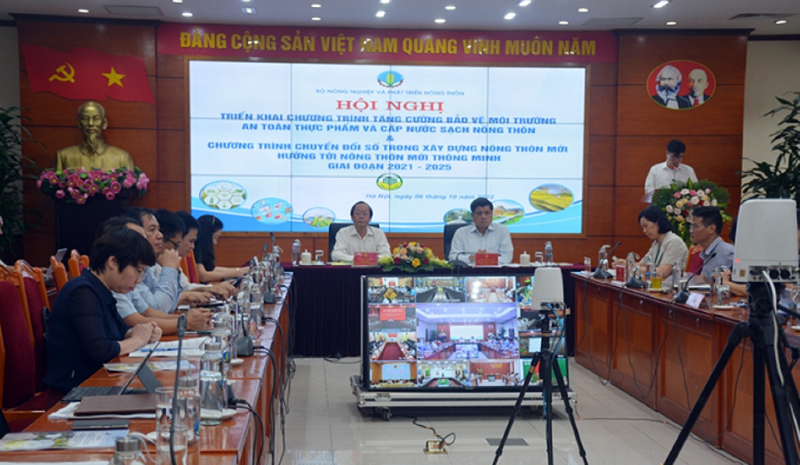 Điểm cầu chính của hội nghị tại Bộ Nông nghiệp và Phát triển nông thôn.