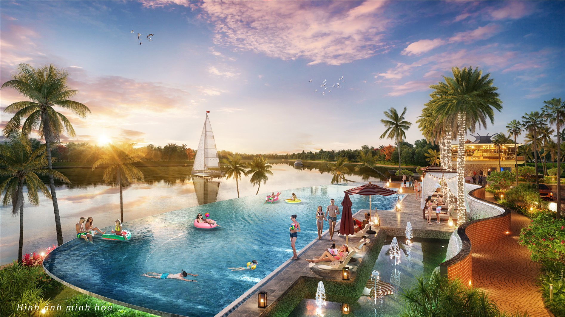 Khu đô thị cao cấp Sunneva Island như một biểu tượng của chất sống thượng lưu ven sông ở Đà Nẵng. (Ảnh phối cảnh minh họa)