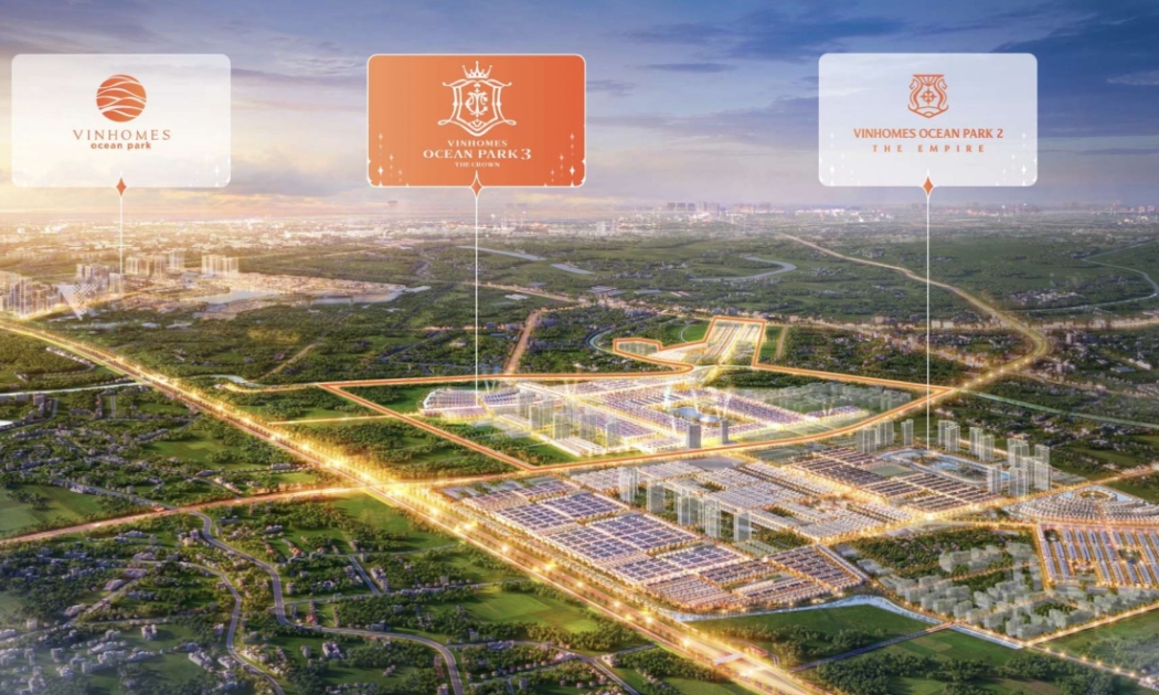 Vinhomes Ocean Park 3 - The Crown sở hữu vị trí siêu kết nối nằm giữa trái tim của siêu quần thể đô thị biển 1.200ha.