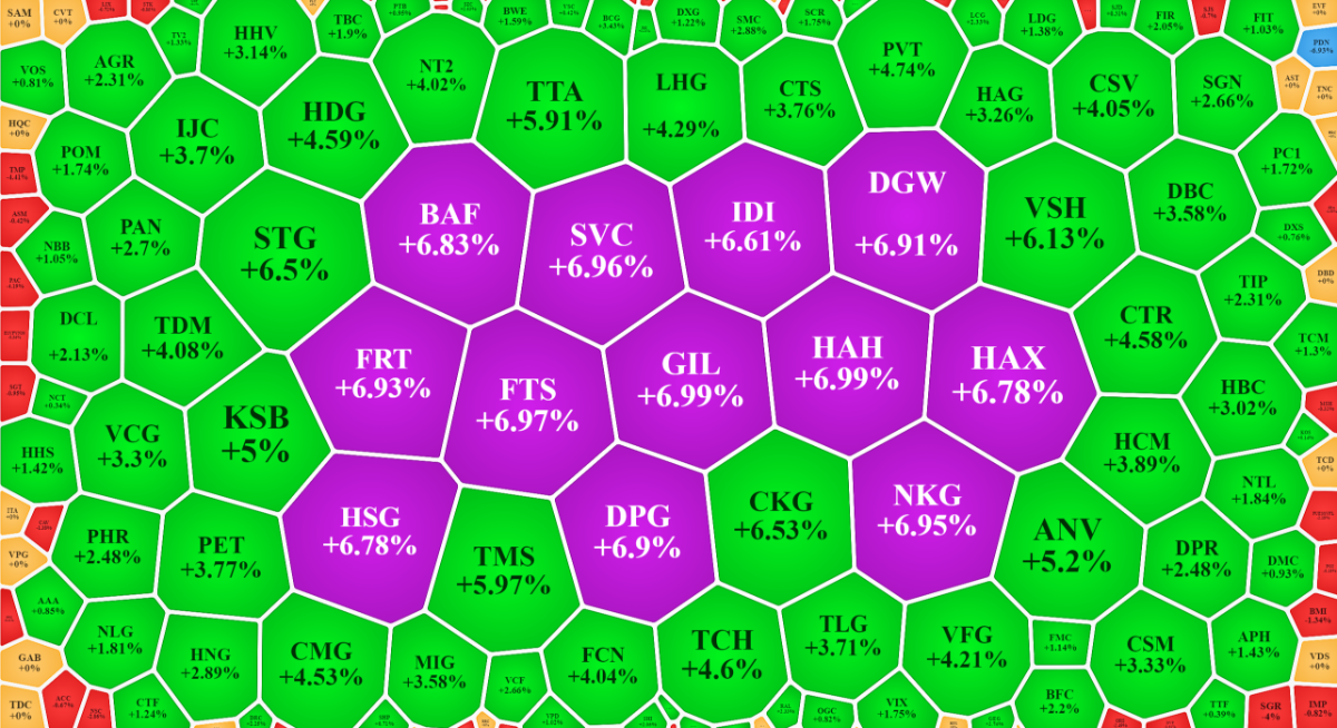 Loạt cổ phiếu Midcap tăng gi&aacute; rất ấn tượng.